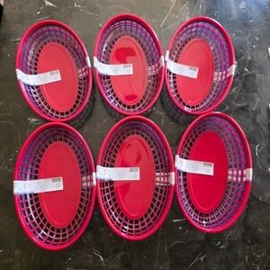 Red and Blue Plastic Food Baskets 12 Count (6 sets of 2) Retro Diner Style